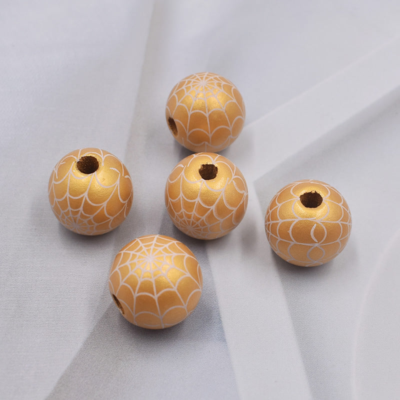 Wholesale 10pcs of New Halloween Spider Web Colorful DIY Children's Wood Beads